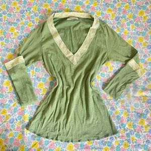 green sparkly long sleeve top